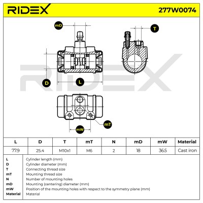 Wheel Brake Cylinder RIDEX 277W0074 277W0074 - photo 9
