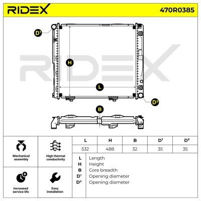 Radiator, Engine Cooling RIDEX 470R0385 470R0385 - photo 5