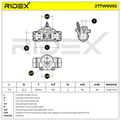 Wheel Brake Cylinder RIDEX 277W0092 277W0092 - photo 6