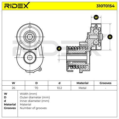 Belt Tensioner V-Ribbed Belt RIDEX 310T0154 310T0154 - photo 6