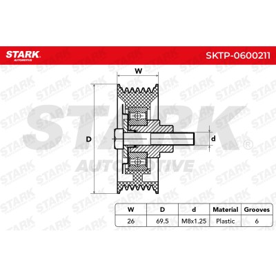 Belt Tensioner V-Ribbed Belt Stark SKTP-0600211 SKTP-0600211 - photo 6