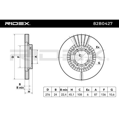 Brake Disc RIDEX 82B0427 82B0427 - photo 3