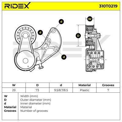 Belt Tensioner V-Ribbed Belt RIDEX 310T0219 310T0219 - photo 6