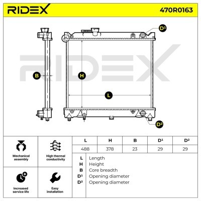 Radiator, Engine Cooling RIDEX 470R0163 470R0163 - photo 4