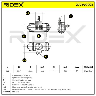 Wheel Brake Cylinder RIDEX 277W0021 277W0021 - photo 8