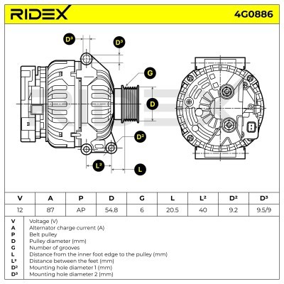 Alternator RIDEX 4G0886 4G0886 - photo 7