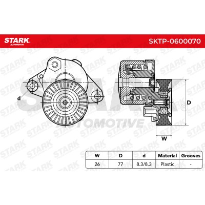 Belt Tensioner V-Ribbed Belt Stark SKTP-0600070 SKTP-0600070 - photo 5