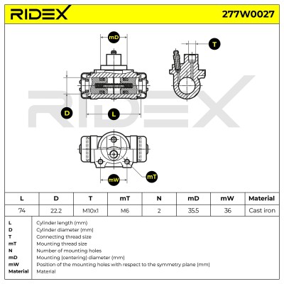 Wheel Brake Cylinder RIDEX 277W0027 277W0027 - photo 6