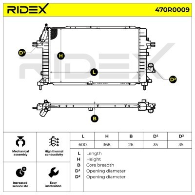 Radiator, Engine Cooling RIDEX 470R0009 470R0009 - photo 5