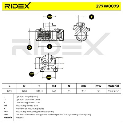 Wheel Brake Cylinder RIDEX 277W0079 277W0079 - photo 6