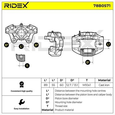 Brake Caliper RIDEX 78B0571 78B0571 - photo 7