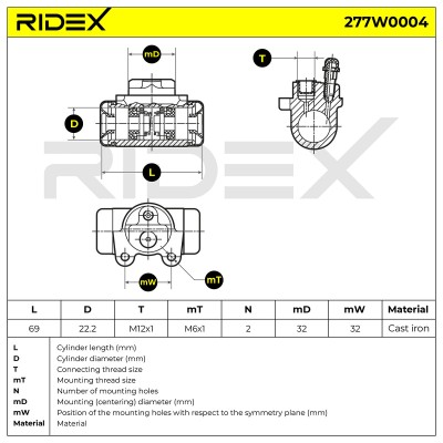 Wheel Brake Cylinder RIDEX 277W0004 277W0004 - photo 7