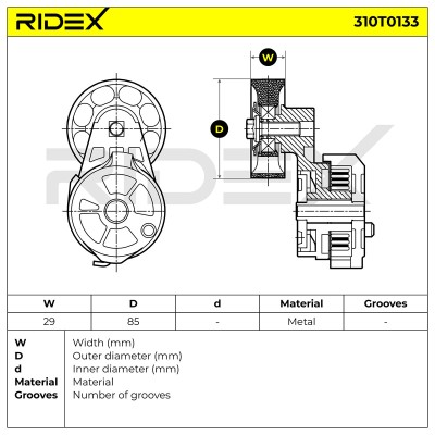 Belt Tensioner V-Ribbed Belt RIDEX 310T0133 310T0133 - photo 5