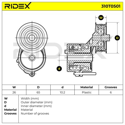 Belt Tensioner V-Ribbed Belt RIDEX 310T0501 310T0501 - photo 6