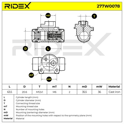 Wheel Brake Cylinder RIDEX 277W0078 277W0078 - photo 6