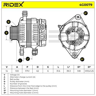Alternator RIDEX 4G0079 4G0079 - photo 6