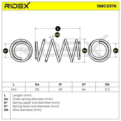 Suspension Spring RIDEX 188C0376 188C0376 - photo 3
