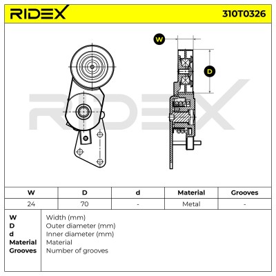 Belt Tensioner V-Ribbed Belt RIDEX 310T0326 310T0326 - photo 6