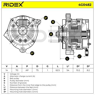 Alternator RIDEX 4G0482 4G0482 - photo 5