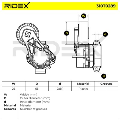 Belt Tensioner V-Ribbed Belt RIDEX 310T0289 310T0289 - photo 7