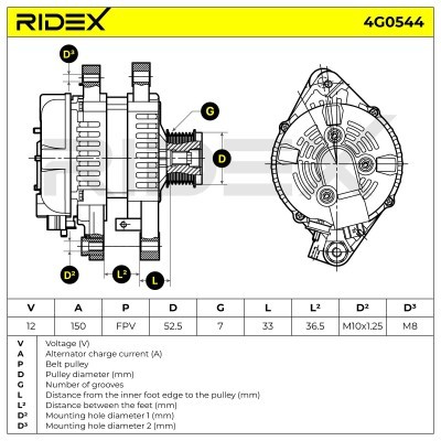 Alternator RIDEX 4G0544 4G0544 - photo 7