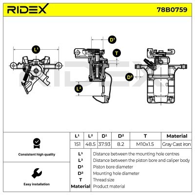 Brake Caliper RIDEX 78B0759 78B0759 - photo 6