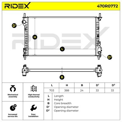 Radiator, Engine Cooling RIDEX 470R0772 470R0772 - photo 6