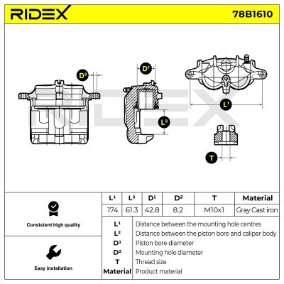 Brake Caliper RIDEX 78B1610 78B1610 - photo 6