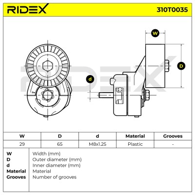 Belt Tensioner V-Ribbed Belt RIDEX 310T0035 310T0035 - photo 6