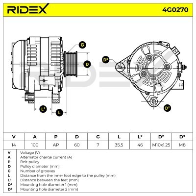 Alternator RIDEX 4G0270 4G0270 - photo 7