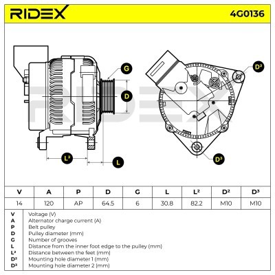 Alternator RIDEX 4G0136 4G0136 - photo 7