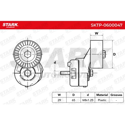 Belt Tensioner V-Ribbed Belt Stark SKTP-0600047 SKTP-0600047 - photo 6