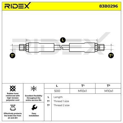 Brake Hose RIDEX 83B0296 83B0296 - photo 2