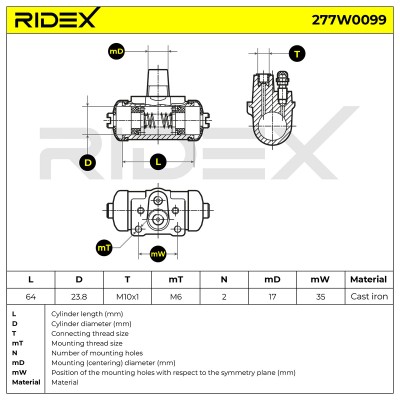 Wheel Brake Cylinder RIDEX 277W0099 277W0099 - photo 6