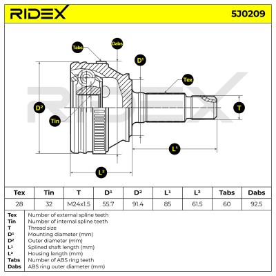 Joint Kit, Drive Shaft RIDEX 5J0209 5J0209 - photo 6