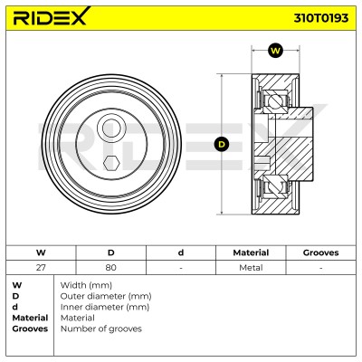 Belt Tensioner V-Ribbed Belt RIDEX 310T0193 310T0193 - photo 6