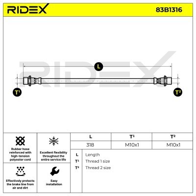 Brake Hose RIDEX 83B1316 83B1316 - photo 6