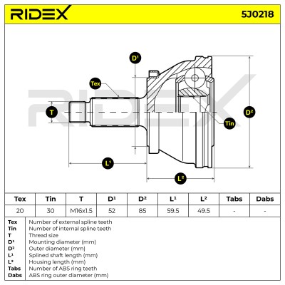 Joint Kit, Drive Shaft RIDEX 5J0218 5J0218 - photo 5