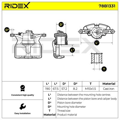 Brake Caliper RIDEX 78B1331 78B1331 - photo 3
