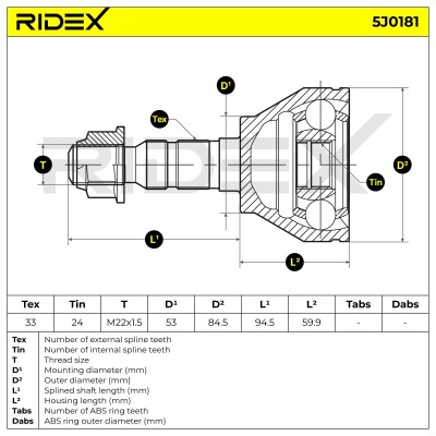 Joint Kit, Drive Shaft RIDEX 5J0181 5J0181 - photo 6