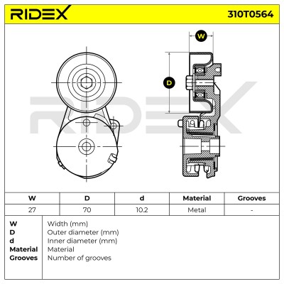 Belt Tensioner V-Ribbed Belt RIDEX 310T0564 310T0564 - photo 5