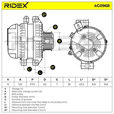 Alternator RIDEX 4G0968 4G0968 - photo 5