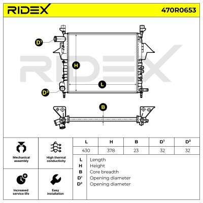 Radiator, Engine Cooling RIDEX 470R0653 470R0653 - photo 4