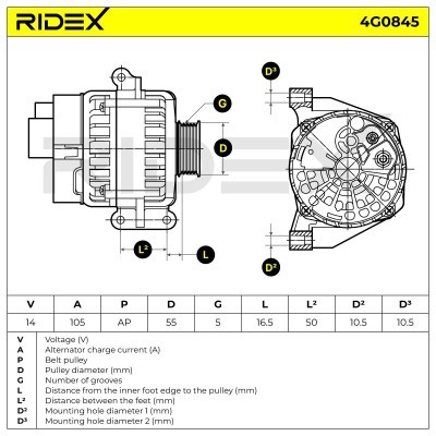 Alternator RIDEX 4G0845 4G0845 - photo 6