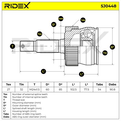 Joint Kit, Drive Shaft RIDEX 5J0448 5J0448 - photo 5
