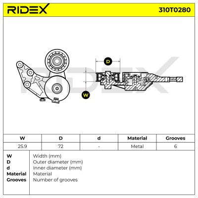 Belt Tensioner V-Ribbed Belt RIDEX 310T0280 310T0280 - photo 6