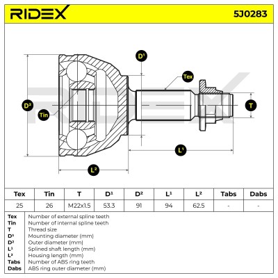 Joint Kit, Drive Shaft RIDEX 5J0283 5J0283 - photo 5