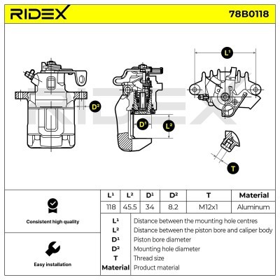 Brake Caliper RIDEX 78B0118 78B0118 - photo 2