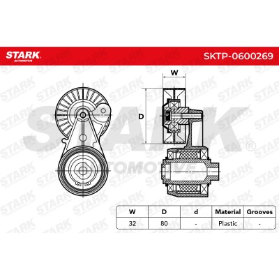 Belt Tensioner V-Ribbed Belt Stark SKTP-0600269 SKTP-0600269 - photo 6