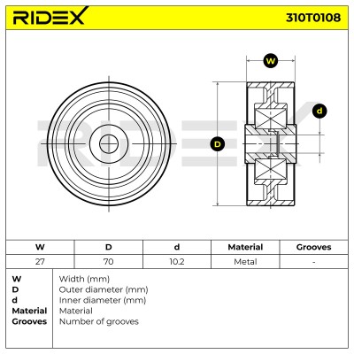 Belt Tensioner V-Ribbed Belt RIDEX 310T0108 310T0108 - photo 6